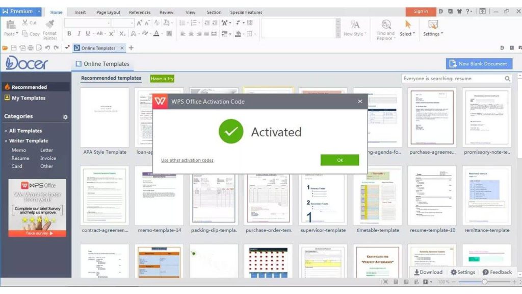 WPS Office Premium 12.2.0.13266 Crack Free Download For PC